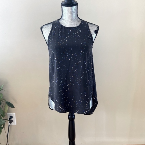 Aritzia Wilfred Black Confetti Split Back Silk Tank Top S - Picture 3 of 9